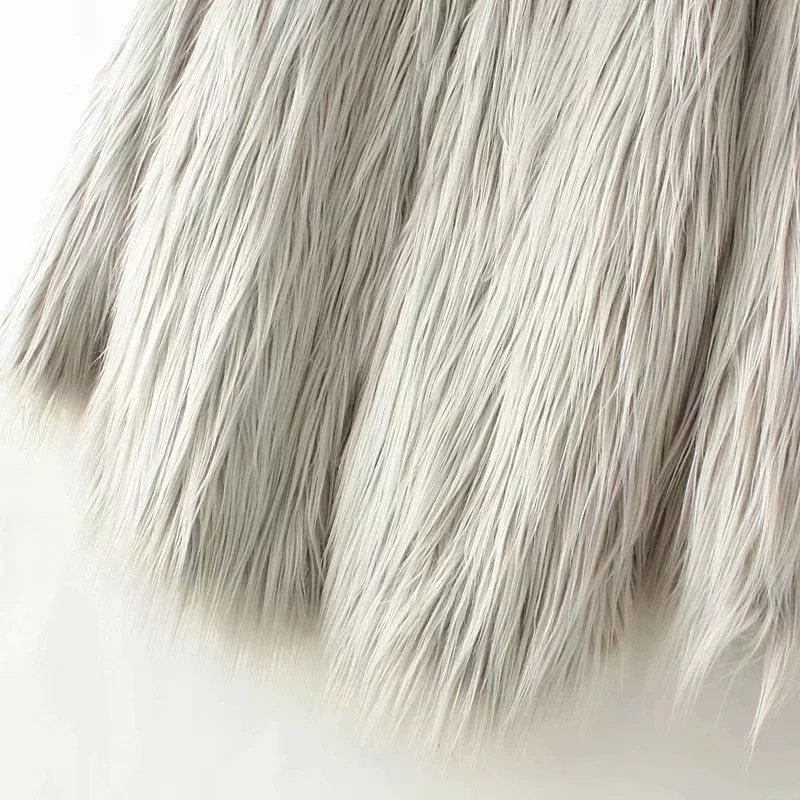 Cheap Cool Faux Fur Overcoat Fashion Women Coat - White