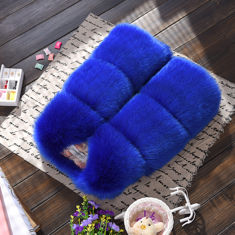 Cheap Cute Faux Fox Fur Vest Fashion Children Overcoat - Blue
