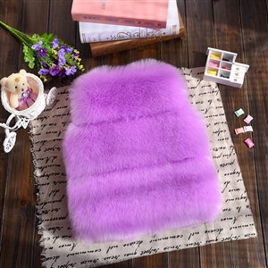 Cheap Cute Faux Fox Fur Vest Fashion Children Overcoat - Purple