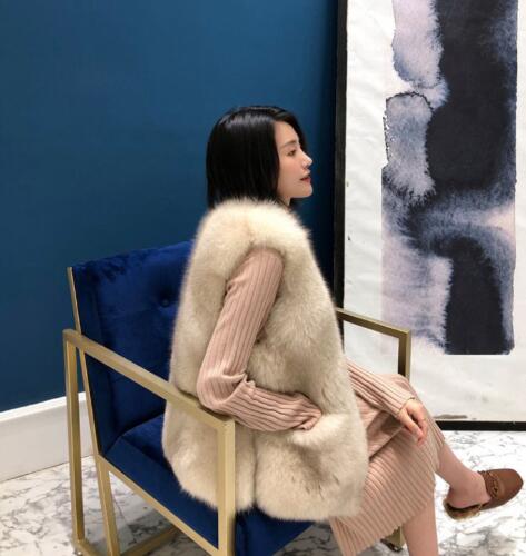 Cheap Furry Faux Fox Fur Vest Fashion Women Overcoat - Apricot 01