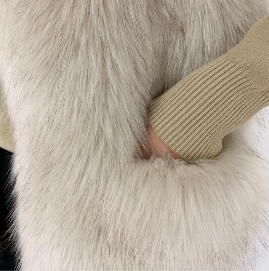Cheap Furry Faux Fox Fur Vest Fashion Women Overcoat - Gray