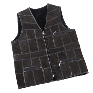 Cheap Furry Faux Fox Fur Vest Middle Aged Man Overcoat - Black 01