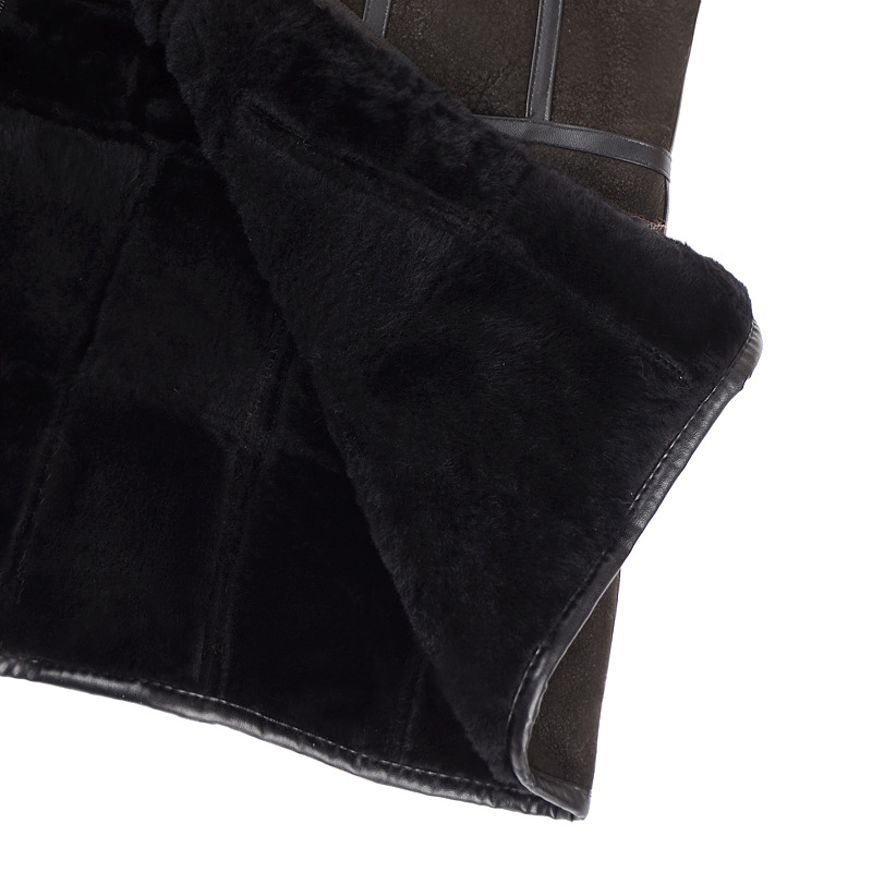Cheap Furry Faux Fox Fur Vest Middle Aged Man Overcoat - Black 01