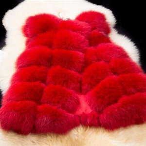 Cheap Good Warm Faux Fox Fur Vests Fashion Women Waistcoat - Red 01