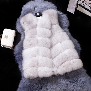 Cheap Good Warm Faux Fox Fur Vests Fashion Women Waistcoat - White