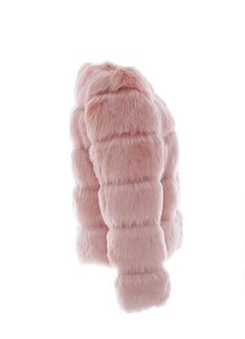 Cheap Warm Faux Fox Fur Overcoat Fashion Women Coat - Pink