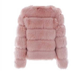 Cheap Warm Faux Fox Fur Overcoat Fashion Women Coat - Pink