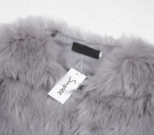 Cheap Warm Faux Fox Fur Overcoat Fashion Women Coat - Blue