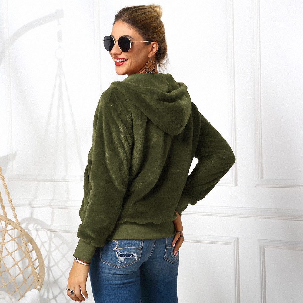 Cheap Warm Faux Rabbit Fur Overcoat Fashion Women Coat - Green