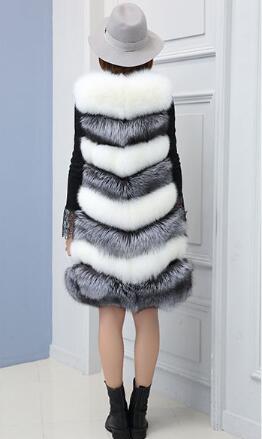 Cheap Warm Long Faux Fox Fur Vest Fashion Women Waistcoat - Silvery