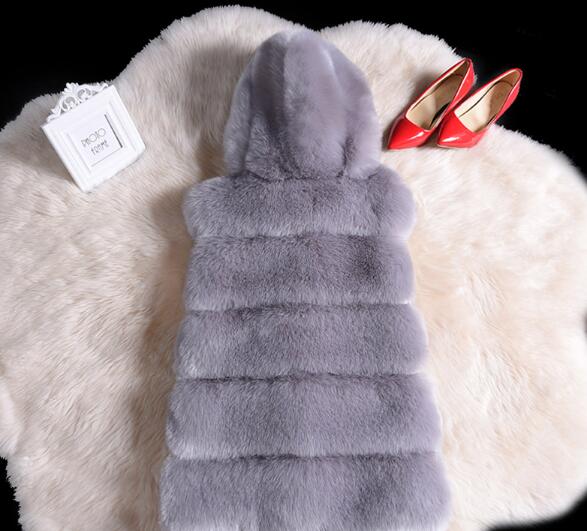 Cheap Winter Cool Faux Fox Fur Vest Fashion Women Waistcoat - Gray