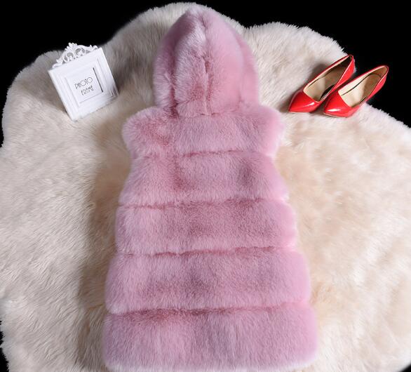 Cheap Winter Cool Faux Fox Fur Vest Fashion Women Waistcoat - Pink