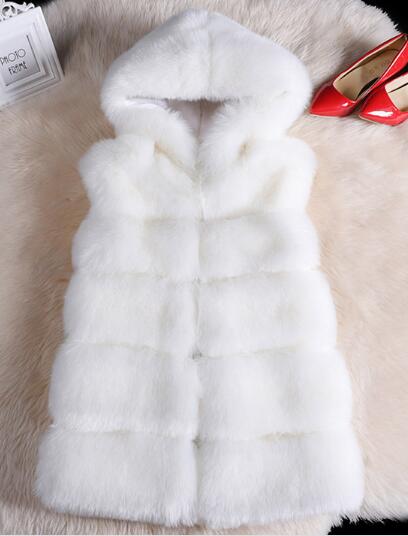 Cheap Winter Cool Faux Fox Fur Vest Fashion Women Waistcoat - White