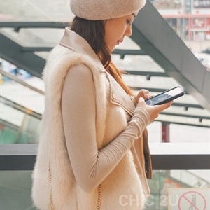 Cheap Winter Cool Faux Fur Vest Fashion Women Waistcoat - White