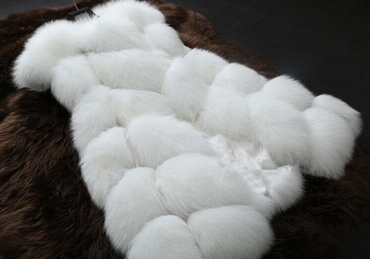 Cheap Winter Diamond Faux Fox Fur Vest Fashion Women Waistcoat - White