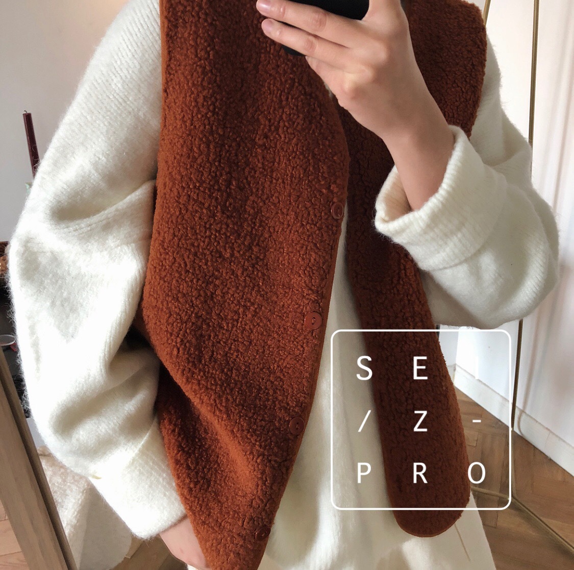 Cheap Winter Elegant Faux Lamb Fur Vest Fashion Women Waistcoat - Caramel