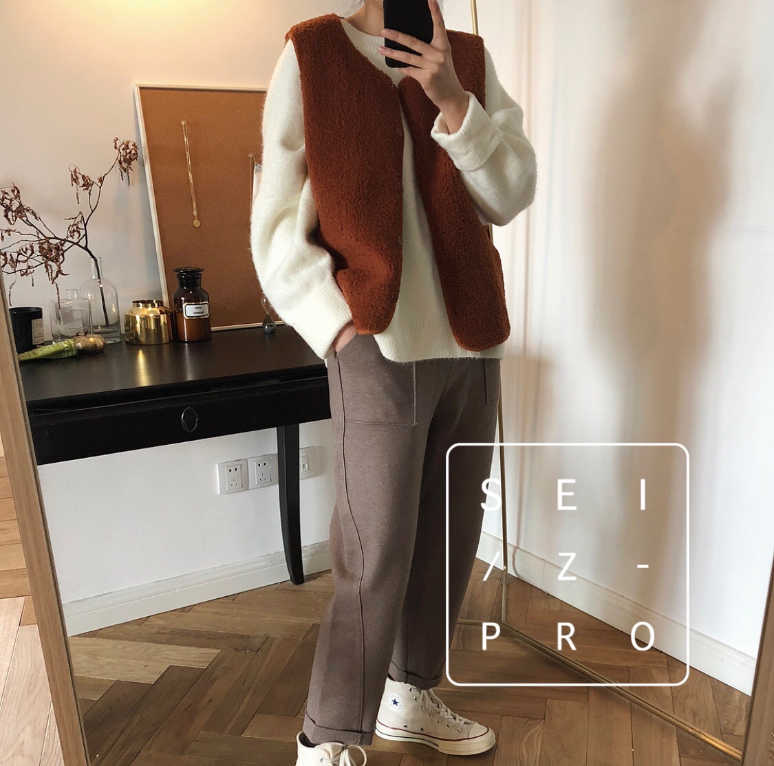 Cheap Winter Elegant Faux Lamb Fur Vest Fashion Women Waistcoat - Caramel