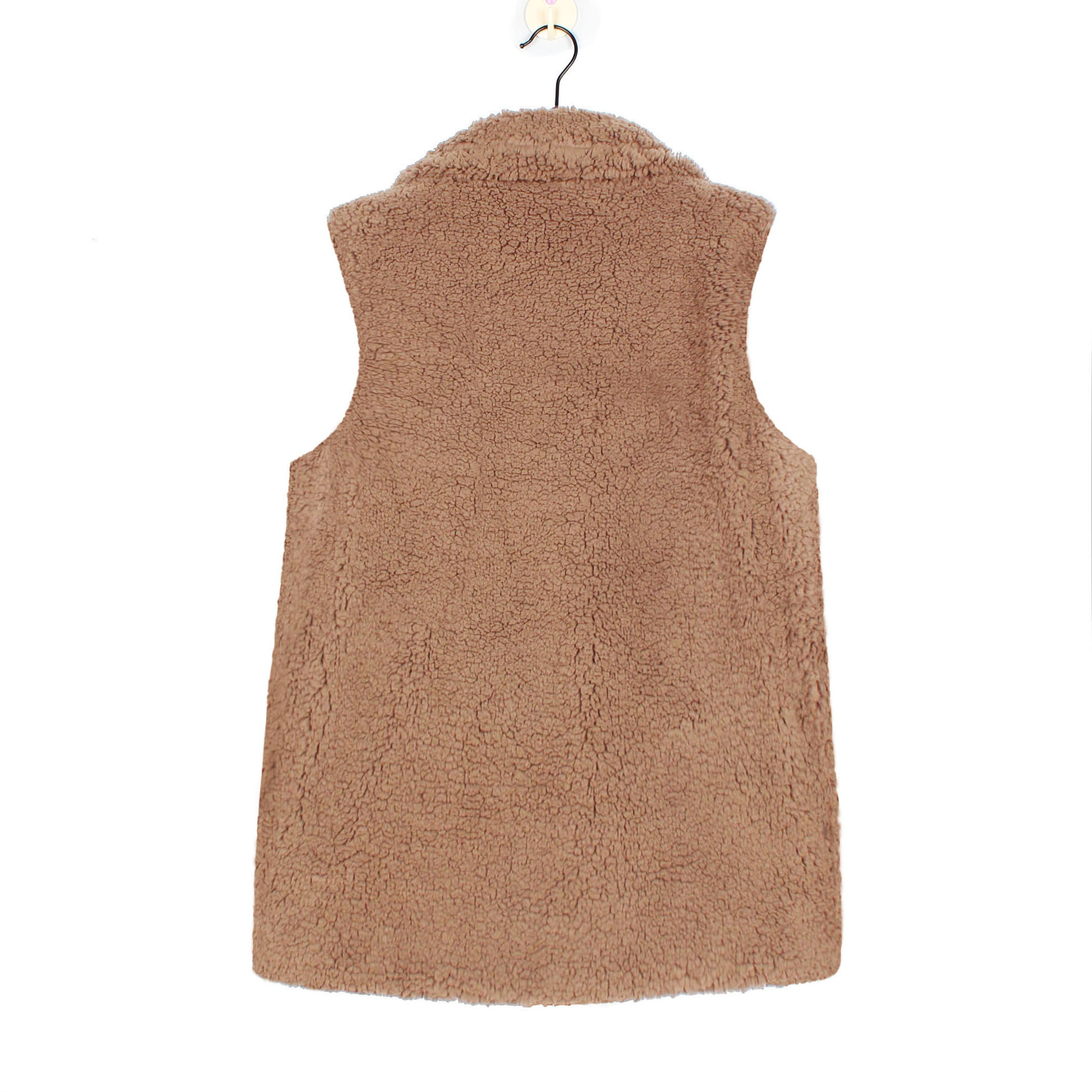 Cheap Winter Elegant Faux Plush Fur Vest Fashion Women Waistcoat - Camel