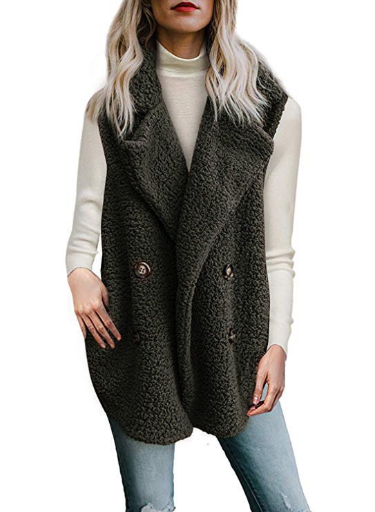 Cheap Winter Elegant Faux Plush Fur Vest Fashion Women Waistcoat - Green