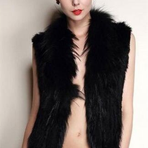 Cheap Winter Elegant Faux Rabbit Fur Vest Fashion Women Waistcoat - Black
