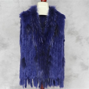 Cheap Winter Elegant Faux Rabbit Fur Vest Fashion Women Waistcoat - Blue 02