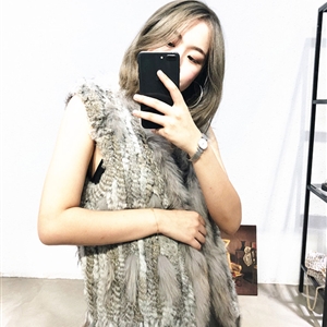 Cheap Winter Elegant Faux Rabbit Fur Vest Fashion Women Waistcoat - Grey