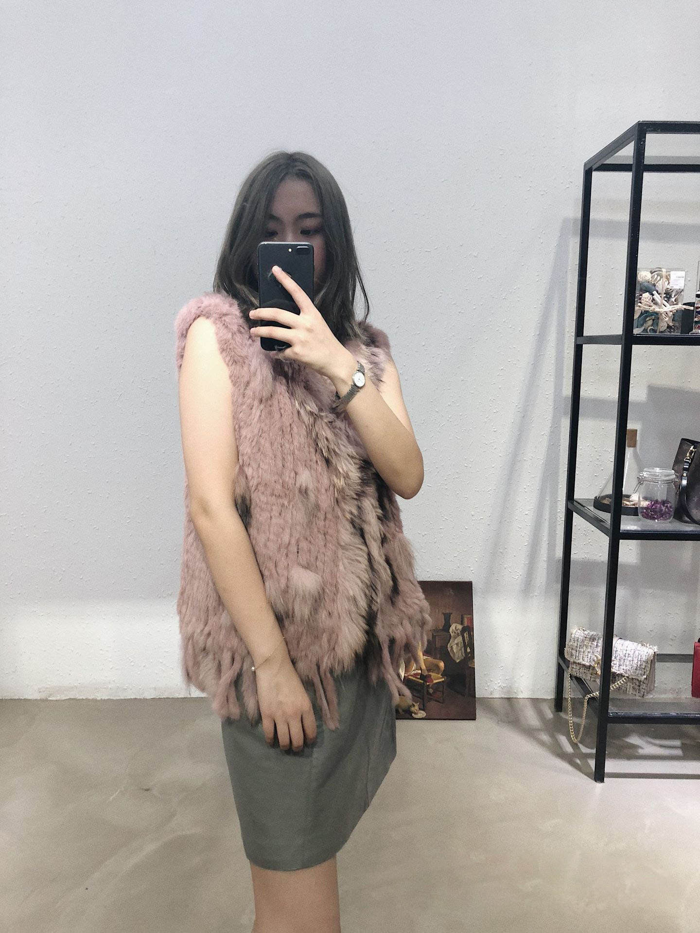 Cheap Winter Elegant Faux Rabbit Fur Vest Fashion Women Waistcoat - Pink