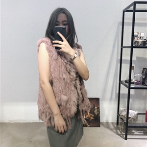 Cheap Winter Elegant Faux Rabbit Fur Vest Fashion Women Waistcoat - Pink