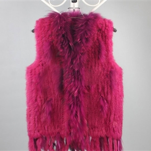 Cheap Winter Elegant Faux Rabbit Fur Vest Fashion Women Waistcoat - Rose
