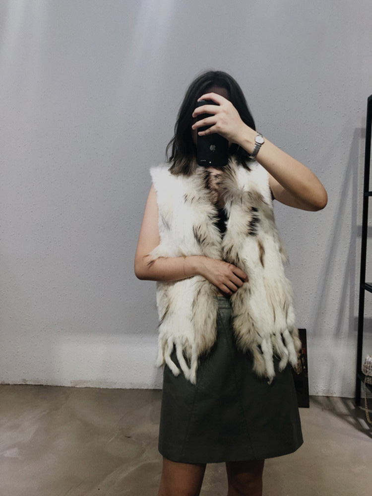 Cheap Winter Elegant Faux Rabbit Fur Vest Fashion Women Waistcoat - White