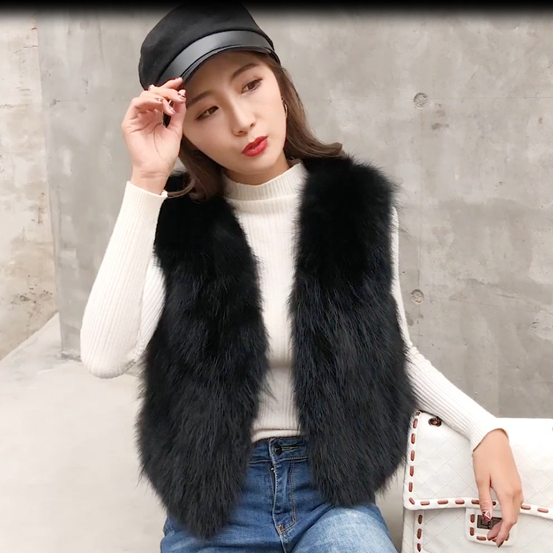 Cheap Winter Elegant Faux Raccoon Fur Vest Fashion Women Waistcoat - Rose