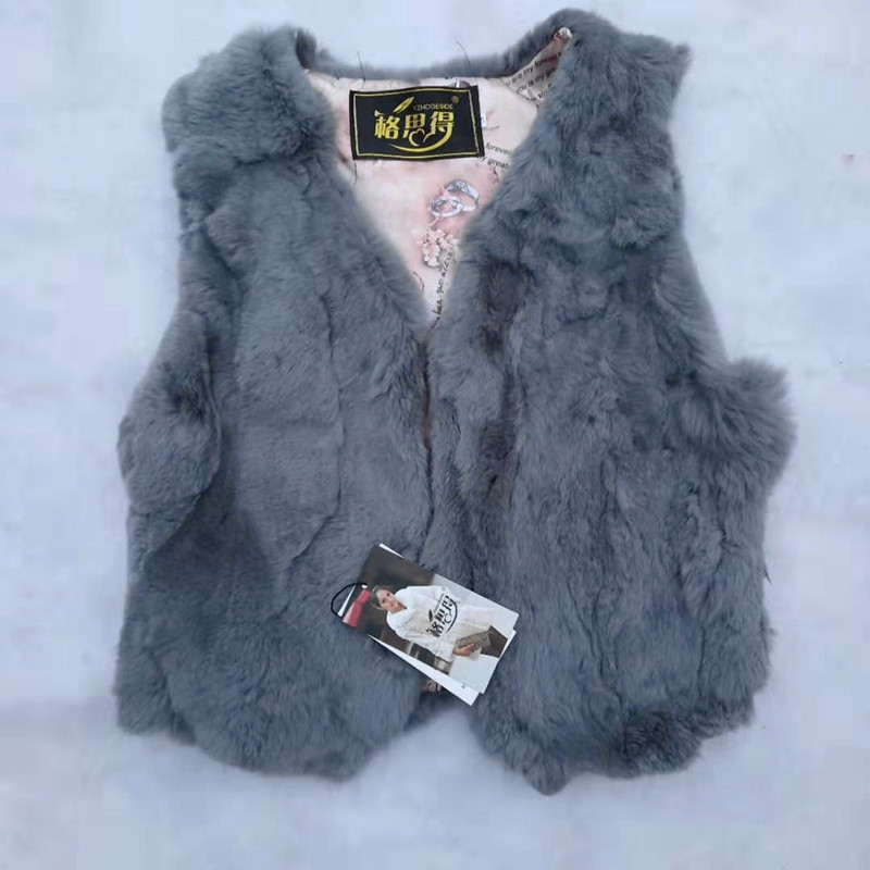 Cheap Winter Furry Faux Fox Fur Vest Fashion Women Waistcoat - Blue