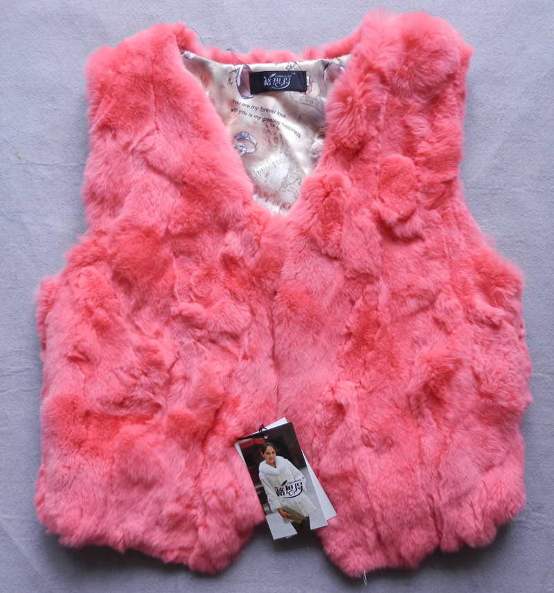 Cheap Winter Furry Faux Fox Fur Vest Fashion Women Waistcoat - Pink 01