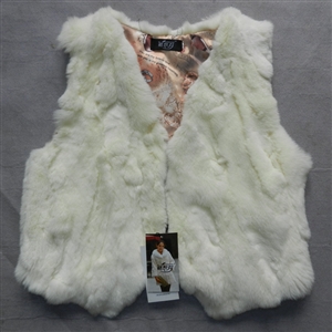 Cheap Winter Furry Faux Fox Fur Vest Fashion Women Waistcoat - White