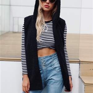 Cheap Winter Nice Faux Fur Vest Fashion Women Waistcoat - Black
