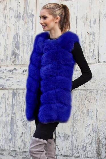Cheap Winter Warm Faux Fur Vest Fashion Women Waistcoat - Blue