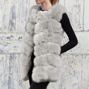 Cheap Winter Warm Faux Fur Vest Fashion Women Waistcoat - Grey