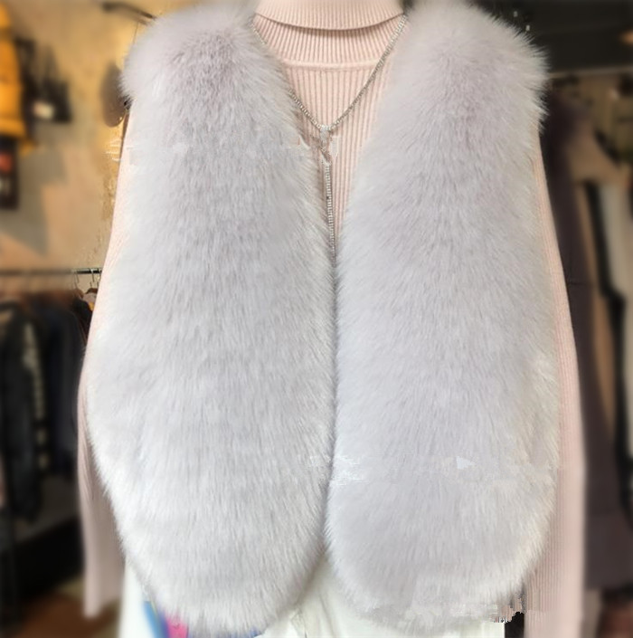 Cheap Winter Warm Faux Fur Vests Fashion Women Waistcoat - White