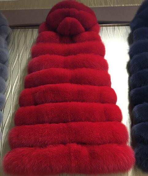 Classic Long Furry Faux Fox Fur Vest Fashion Women Waistcoat - Red