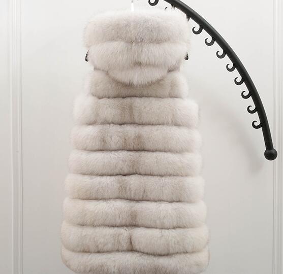 Classic Long Furry Faux Fox Fur Vest Fashion Women Waistcoat - White