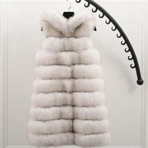 Classic Long Furry Faux Fox Fur Vest Fashion Women Waistcoat - White
