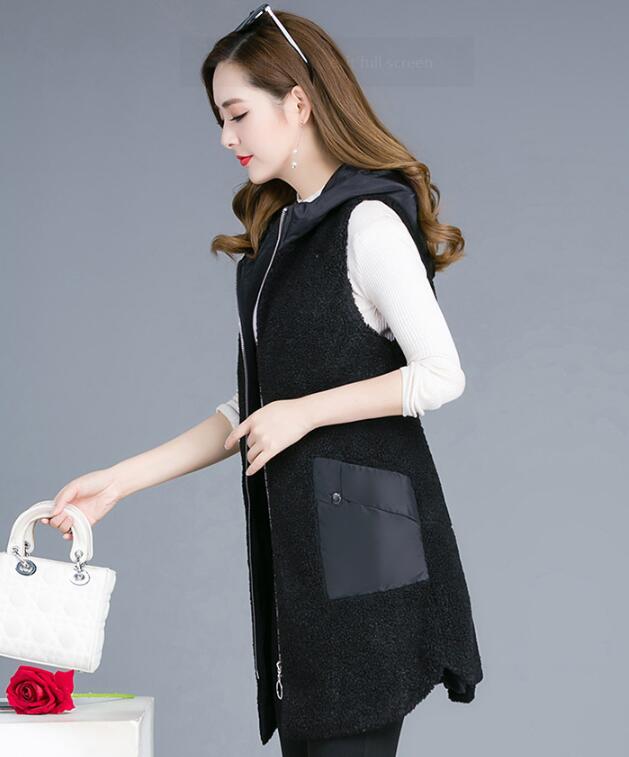 Classic Long Furry Faux Fox Fur Vest Fashion Women Waistcoat - Black