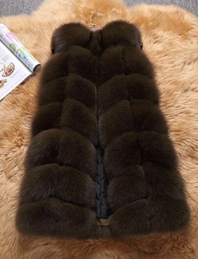 Classic Winter Furry Faux Fox Fur Vest Fashion Women Waistcoat - Dark Green