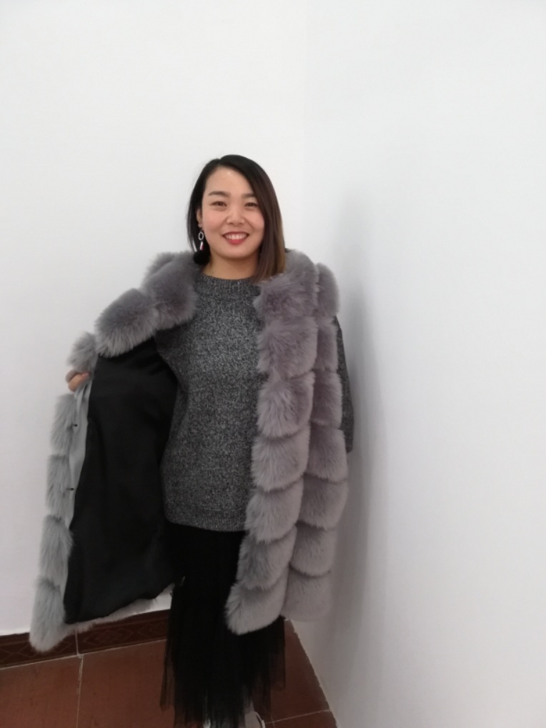 Classic Winter Furry Faux Fox Fur Vest Fashion Women Waistcoat - Gray