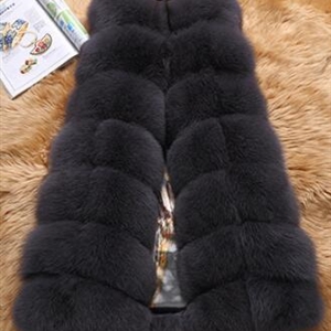 Classic Winter Furry Faux Fox Fur Vest Fashion Women Waistcoat - Grey