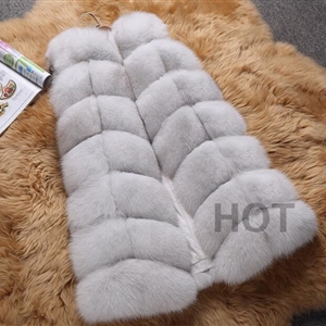 Classic Winter Furry Faux Fox Fur Vest Fashion Women Waistcoat - White