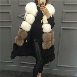 Coloured Elegant Faux Fox Fur Vest Fashion Women Overcoat - Brown 02