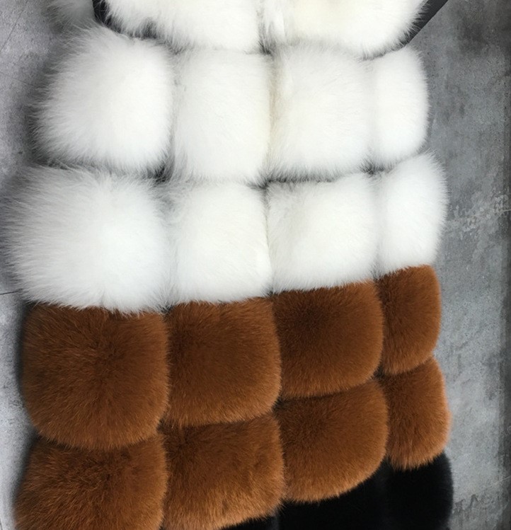 Coloured Cute Elegant Faux Fox Fur Vest Fashion Women Overcoat - Grey