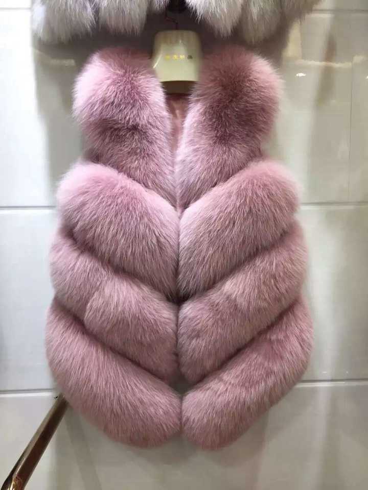 Cute Elegant Faux Fox Fur Vest Fashion Women Overcoat - Pink