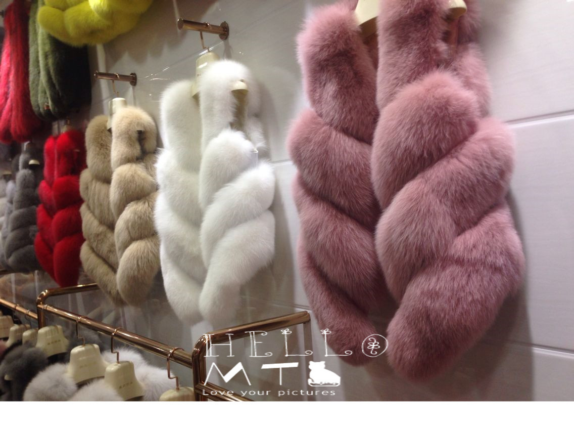 Cute Elegant Faux Fox Fur Vest Fashion Women Overcoat - Black